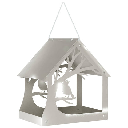 vidaXL Hanging Bird Feeder Stainless Steel Silver