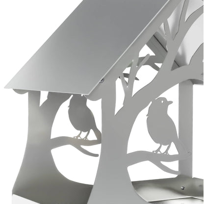 vidaXL Hanging Bird Feeder Galvanised Steel Silver