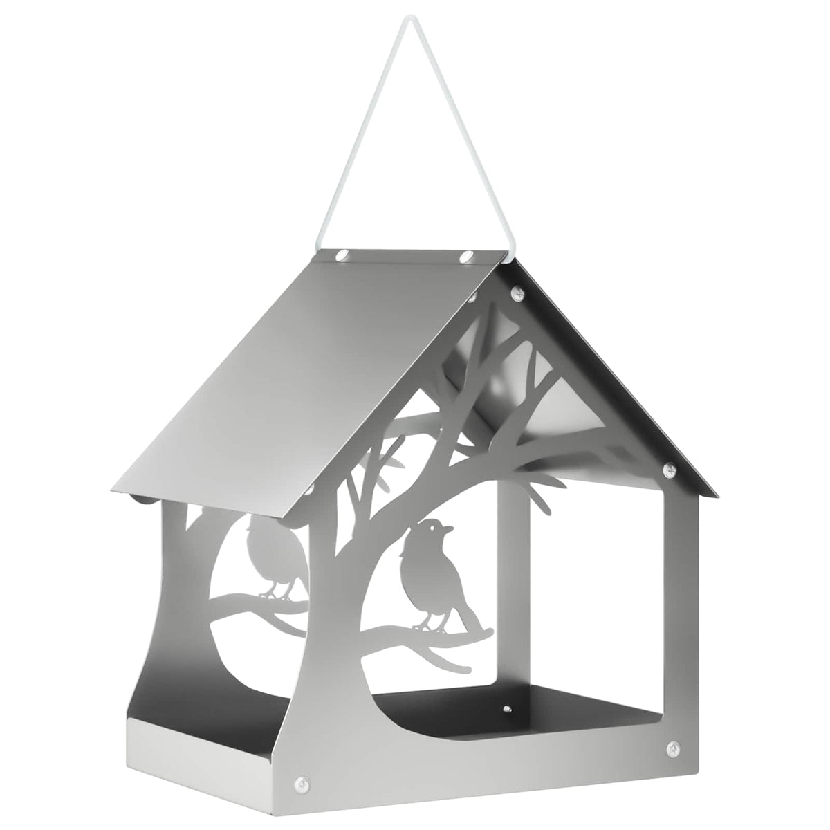 vidaXL Hanging Bird Feeder Galvanised Steel Silver