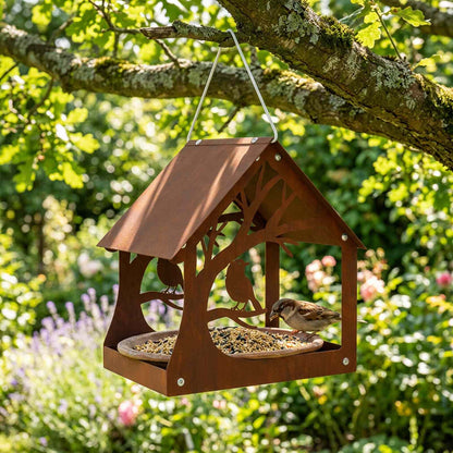 vidaXL Hanging Bird Feeder Weathering Steel Rusty