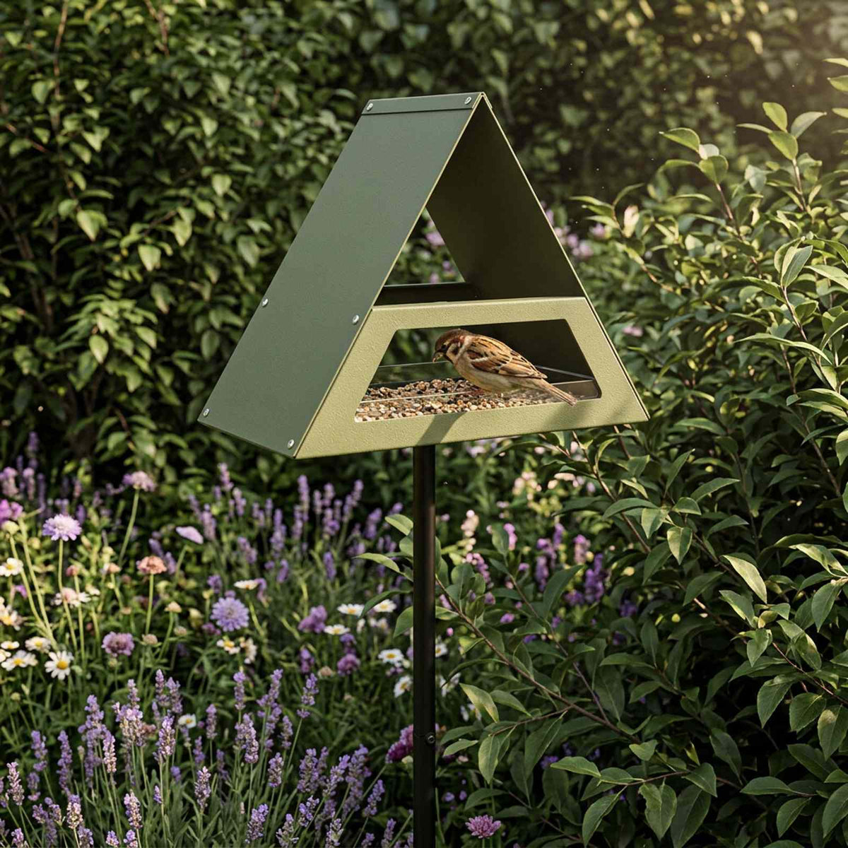 vidaXL Bird Feeder Steel Olive Green