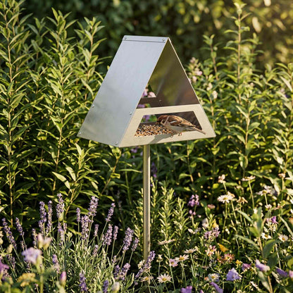 vidaXL Bird Feeder Galvanised Steel Silver