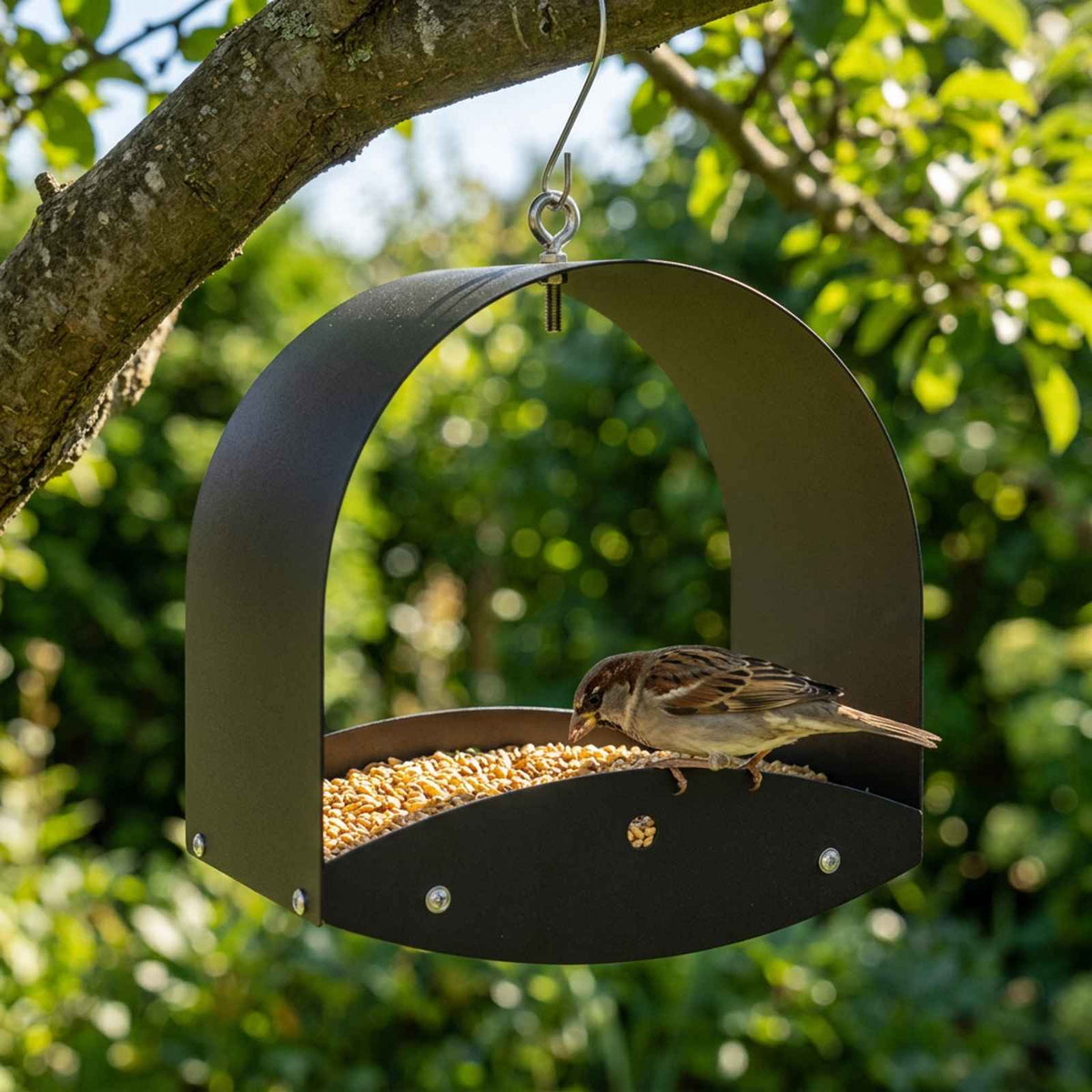 vidaXL Hanging Bird Feeder Steel Black