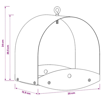 vidaXL Hanging Bird Feeder Steel Black