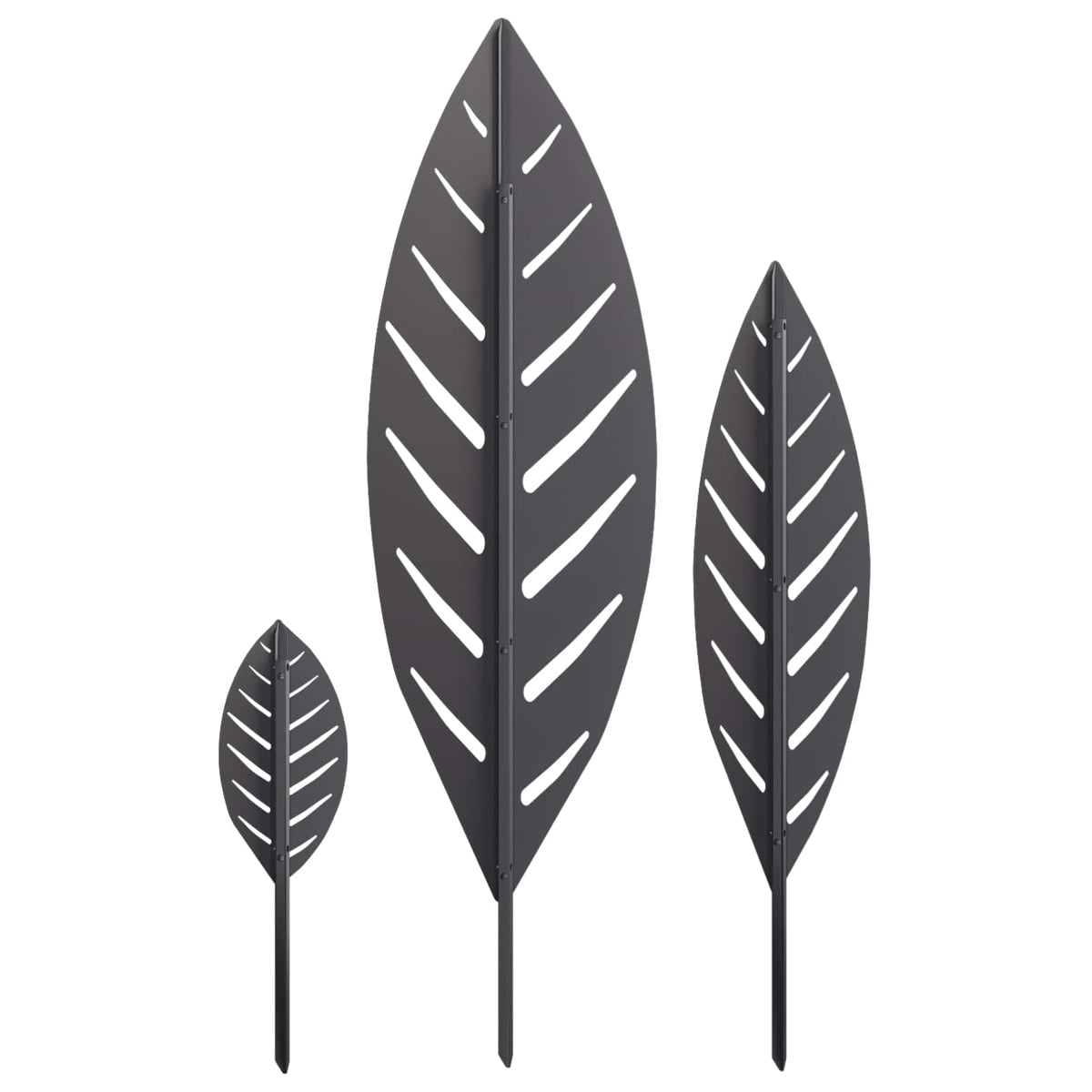 vidaXL Garden Stake 3 pcs 116.5 x 35 x 3 cm Black Steel