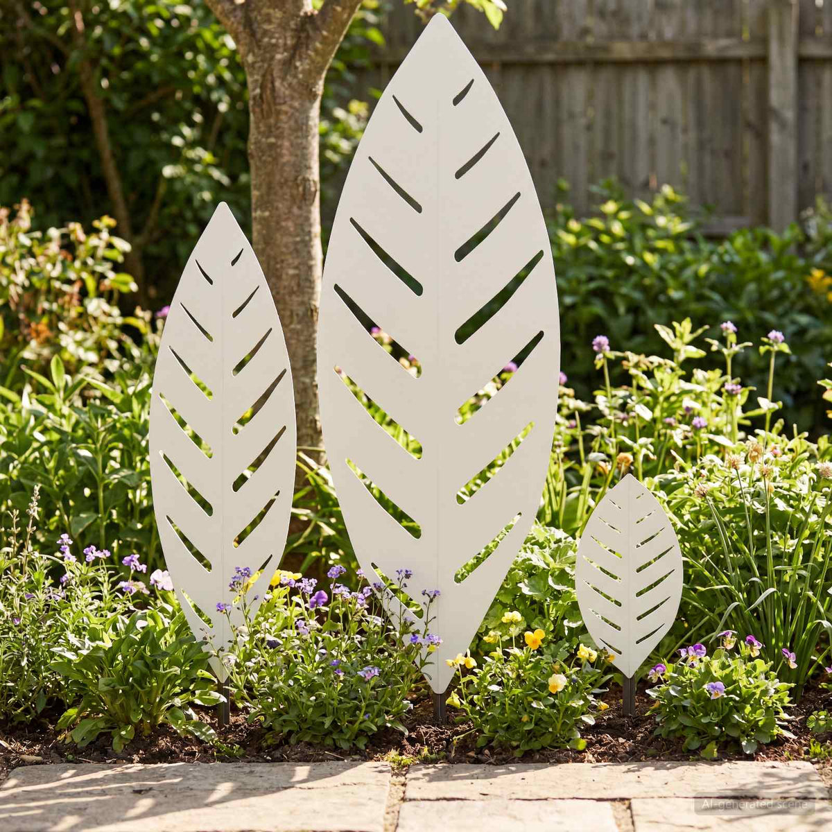 vidaXL Garden Stake 3 pcs 116.5 x 35 x 3 cm White Steel