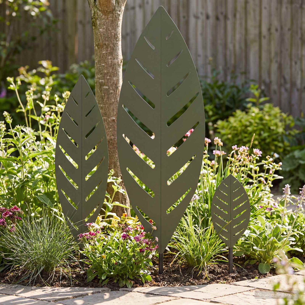 vidaXL Garden Stake 3 pcs 116.5 x 35 x 3 cm Olive Green Steel