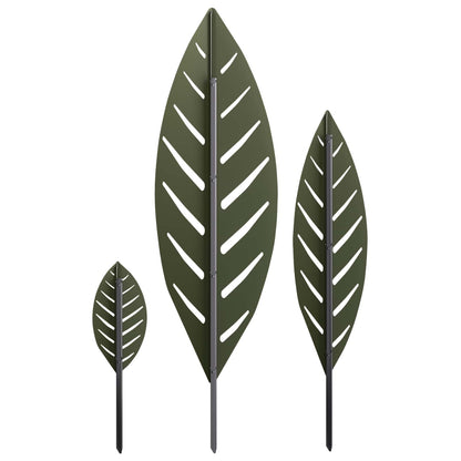 vidaXL Garden Stake 3 pcs 116.5 x 35 x 3 cm Olive Green Steel