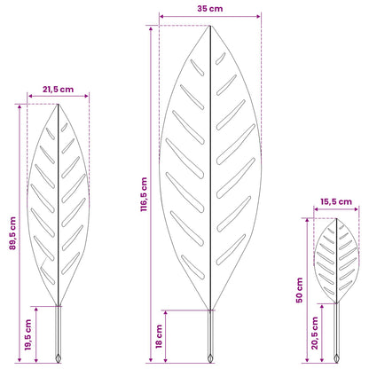 vidaXL Garden Stake 3 pcs 116.5 x 35 x 3 cm Olive Green Steel
