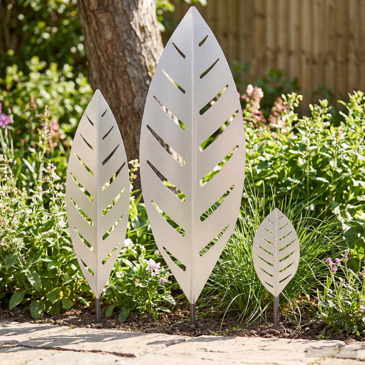 vidaXL Garden Stake 3 pcs 116.5 x 35 x 3 cm Galvanised Steel Silver