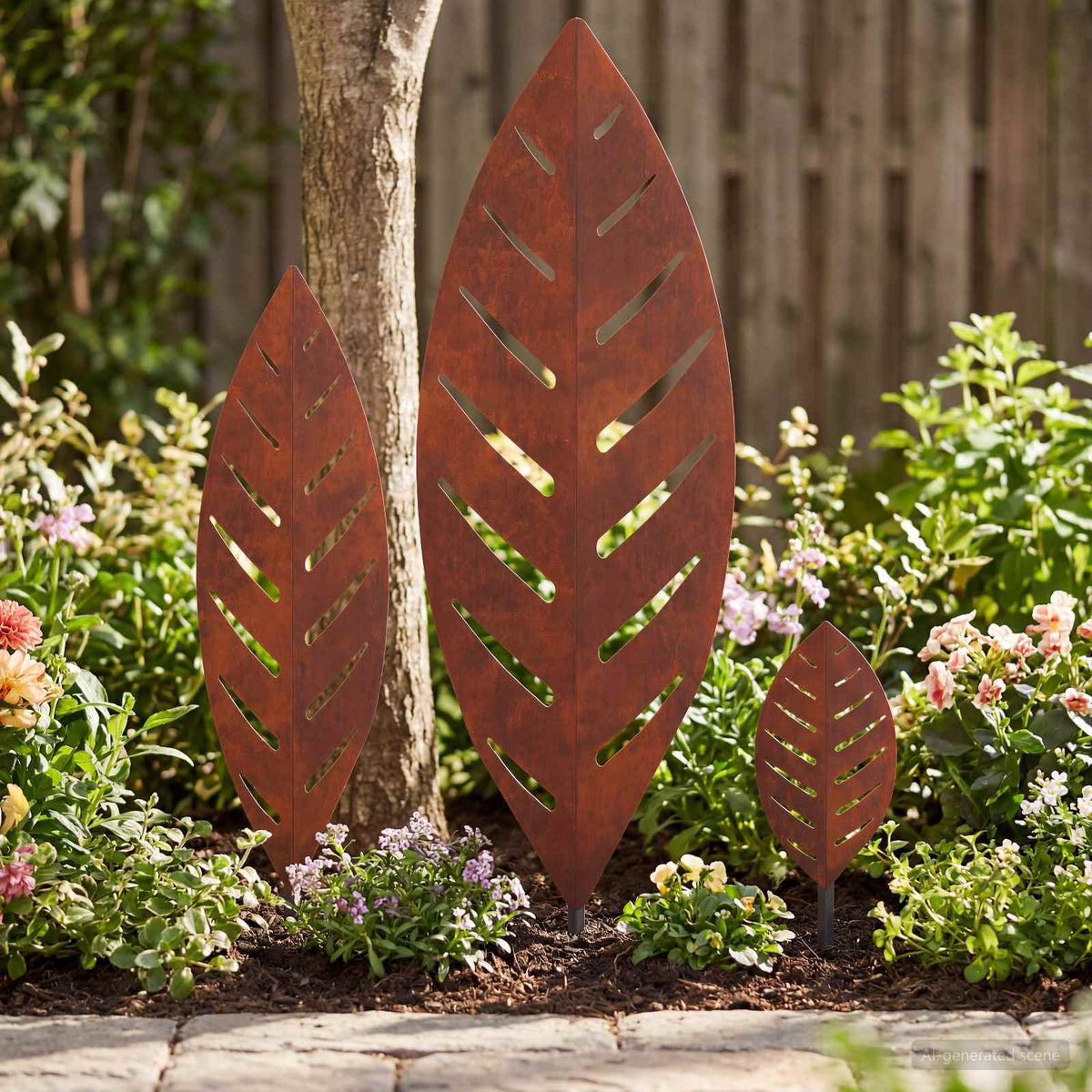 vidaXL Garden Stake 3 pcs 116.5 x 35 x 3 cm Rusty Weathering Steel