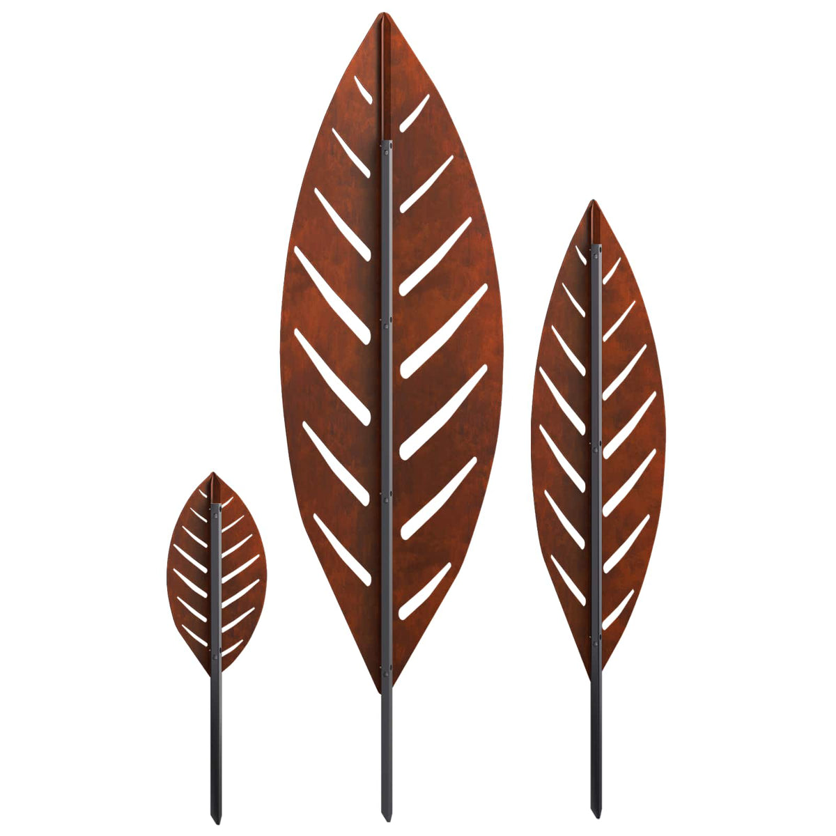 vidaXL Garden Stake 3 pcs 116.5 x 35 x 3 cm Rusty Weathering Steel