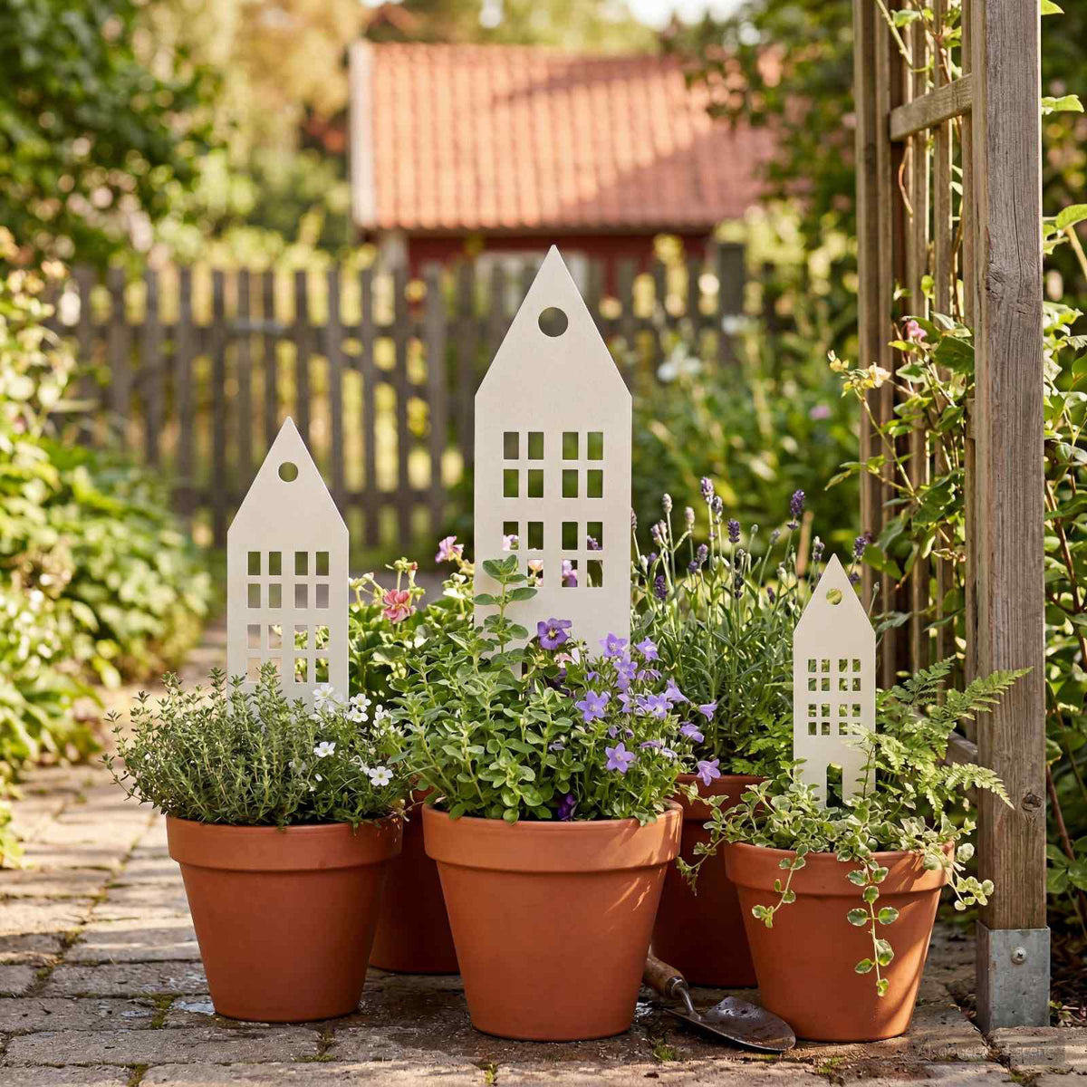 vidaXL Garden Stake 3 pcs 41 x 10 x 0.08 cm White Cold-rolled Steel