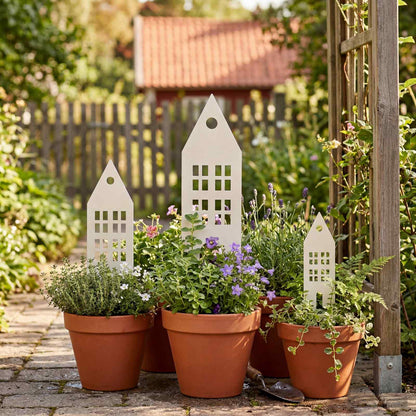vidaXL Garden Stake 3 pcs 41 x 10 x 0.08 cm White Cold-rolled Steel