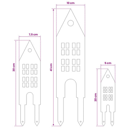 vidaXL Garden Stake 3 pcs 41 x 10 x 0.08 cm Cold-rolled Steel