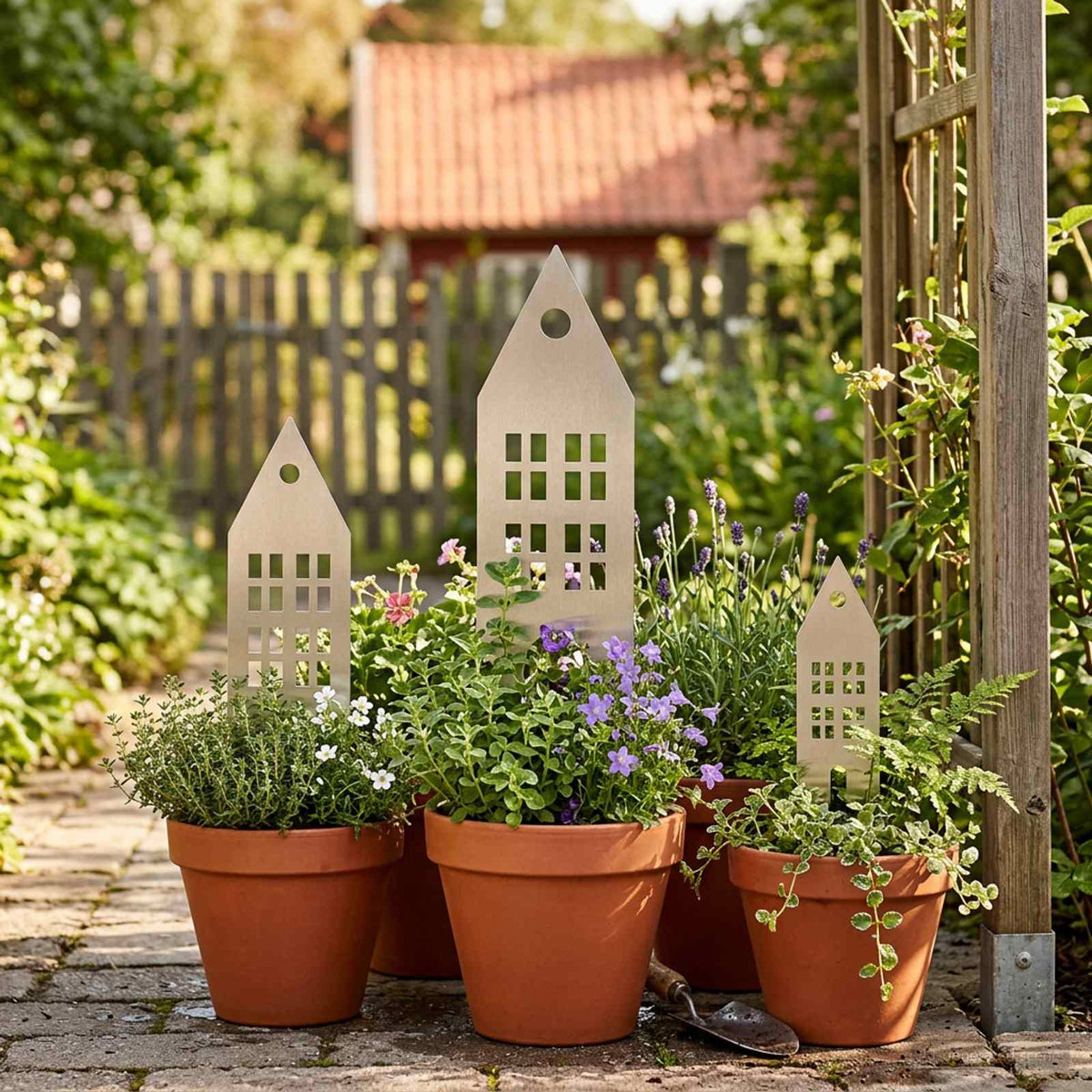 vidaXL Garden Stake 3 pcs 41 x 10 x 0.08 cm Silver Stainless Steel