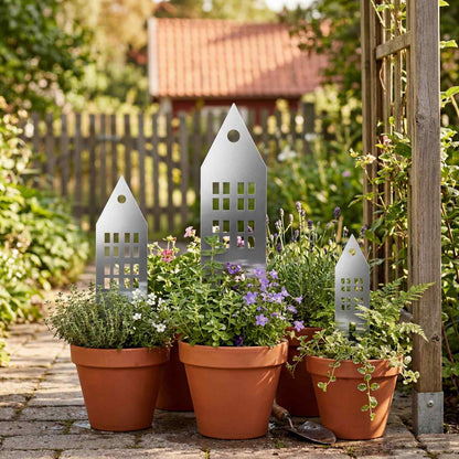 vidaXL Garden Stake 3 pcs 41 x 10 x 0.08 cm Silver Galvanised Steel