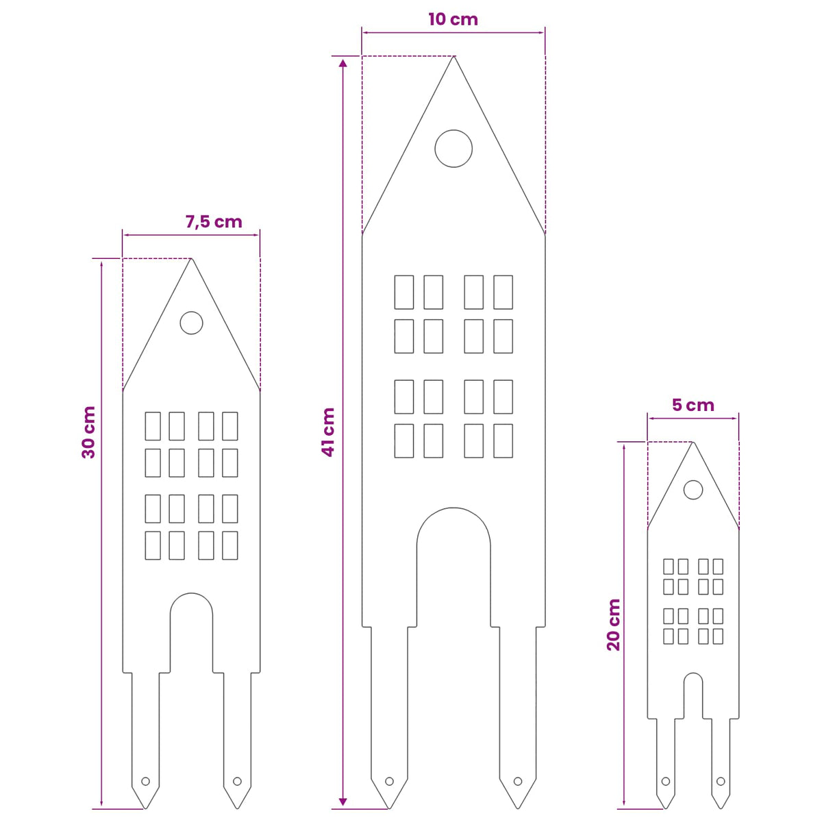 vidaXL Garden Stake 3 pcs 41 x 10 x 0.08 cm Silver Galvanised Steel