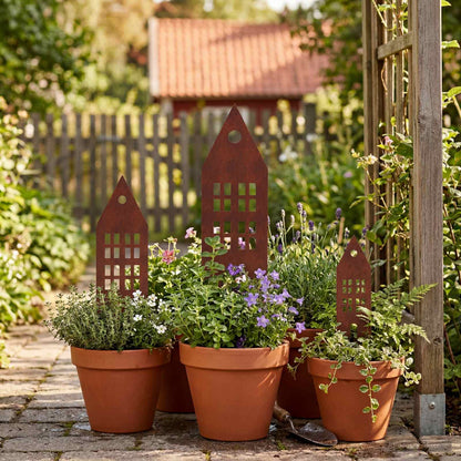 vidaXL Garden Stake 3 pcs 41 x 10 x 0.08 cm Rusty Weathering Steel