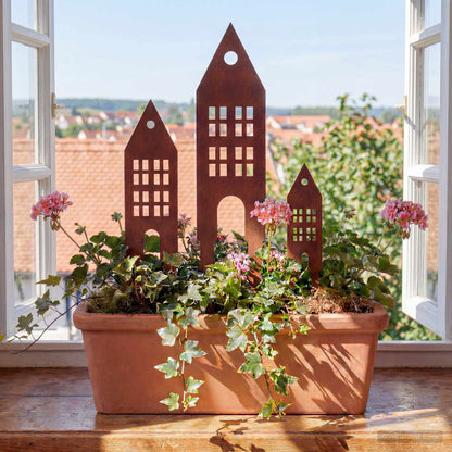 vidaXL Garden Stake 3 pcs 41 x 10 x 0.08 cm Rusty Weathering Steel