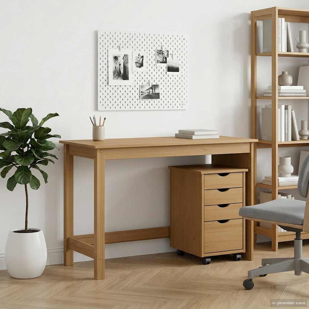 vidaXL Desk Cabinet Set 2 pcs Honey Brown Solid Pine Wood