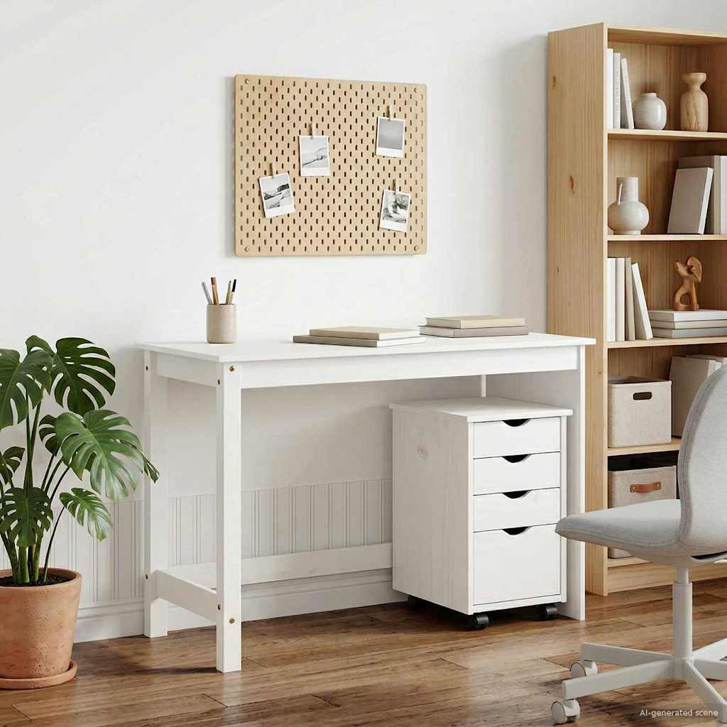 vidaXL Desk Cabinet Set 2 pcs White Solid Pine Wood