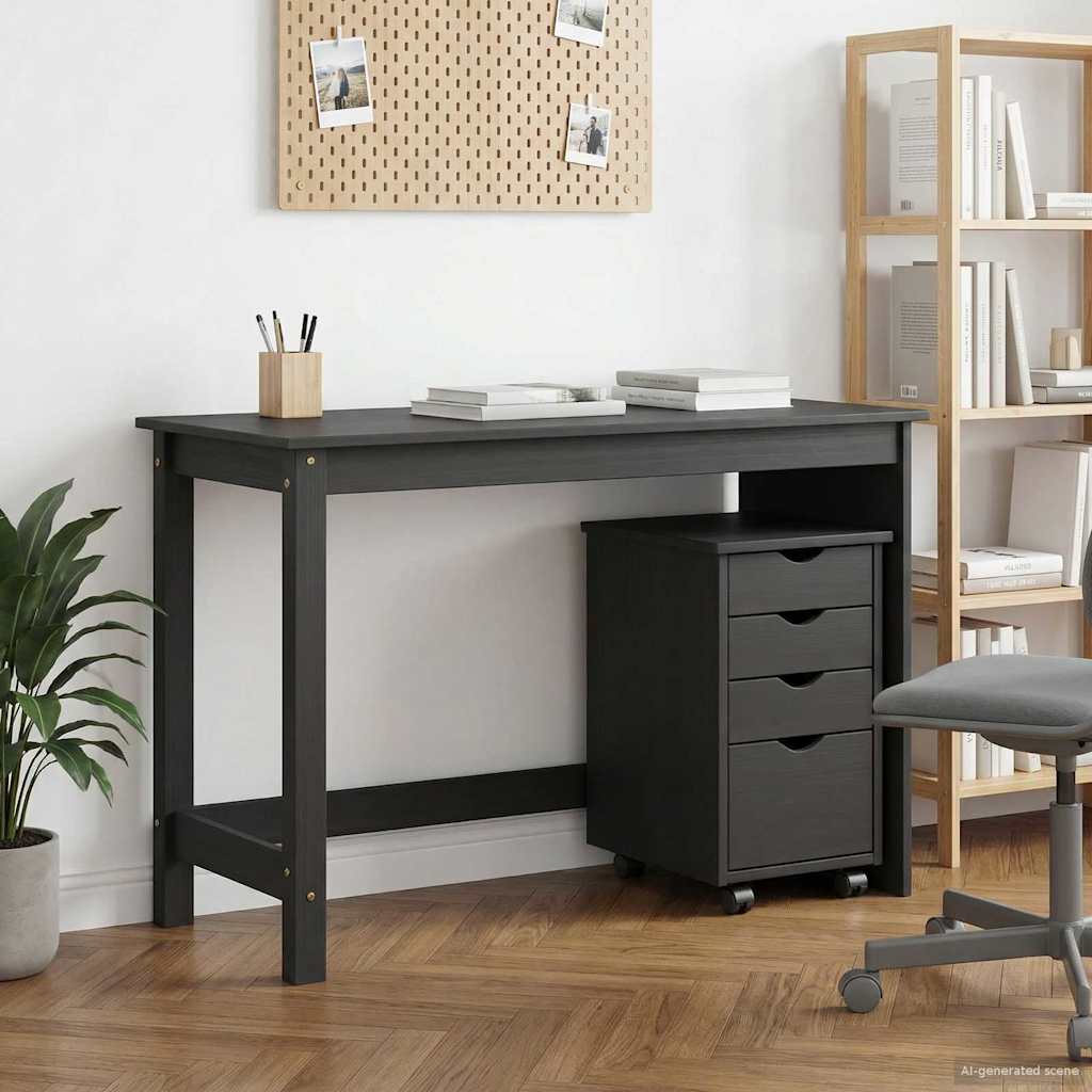 vidaXL Desk Cabinet Set 2 pcs Grey Solid Pine Wood