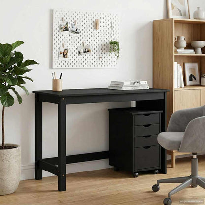 vidaXL Desk Cabinet Set 2 pcs Black Solid Pine Wood
