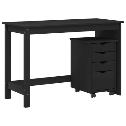 vidaXL Desk Cabinet Set 2 pcs Black Solid Pine Wood