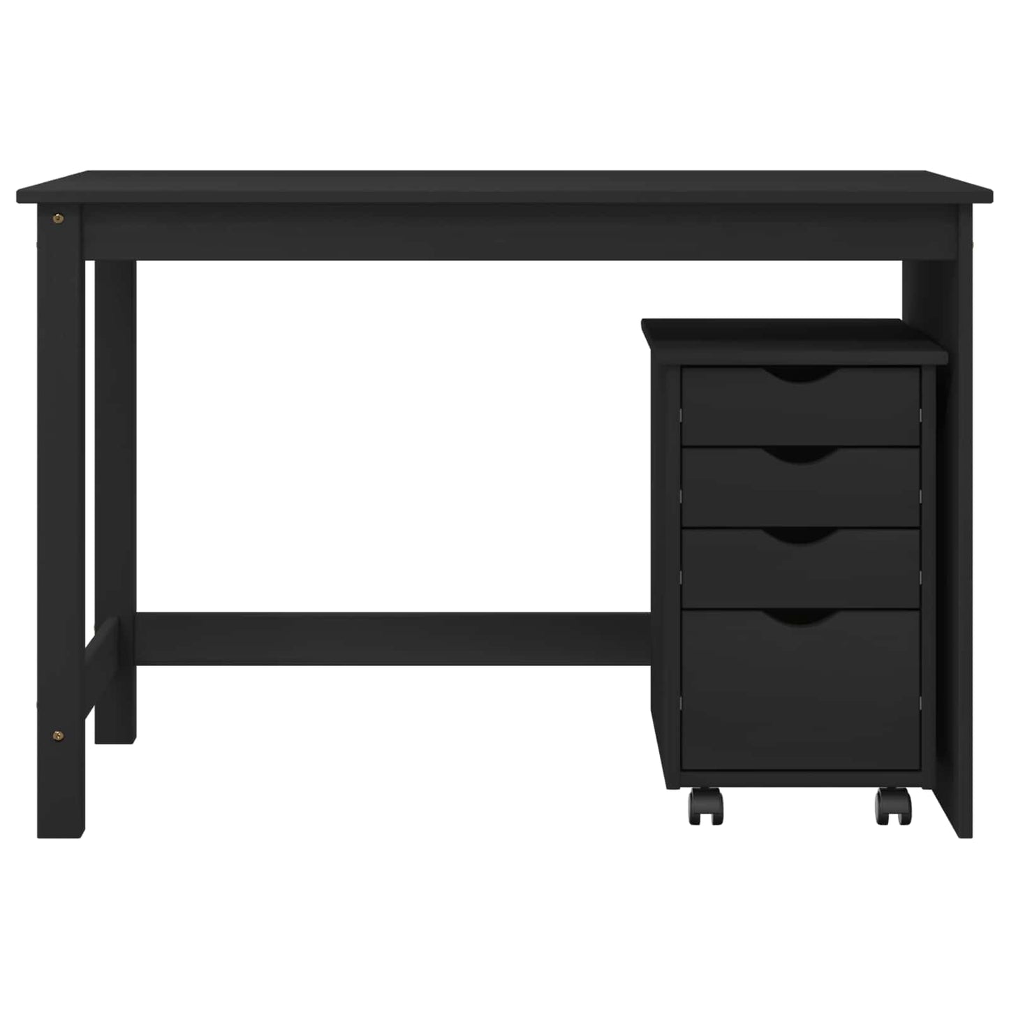 vidaXL Desk Cabinet Set 2 pcs Black Solid Pine Wood