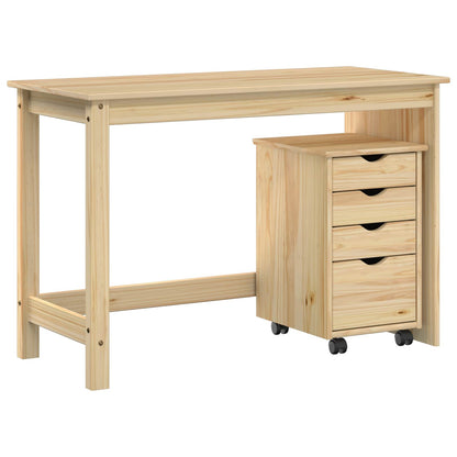 vidaXL Desk Cabinet Set 2 pcs Brown Solid Pine Wood