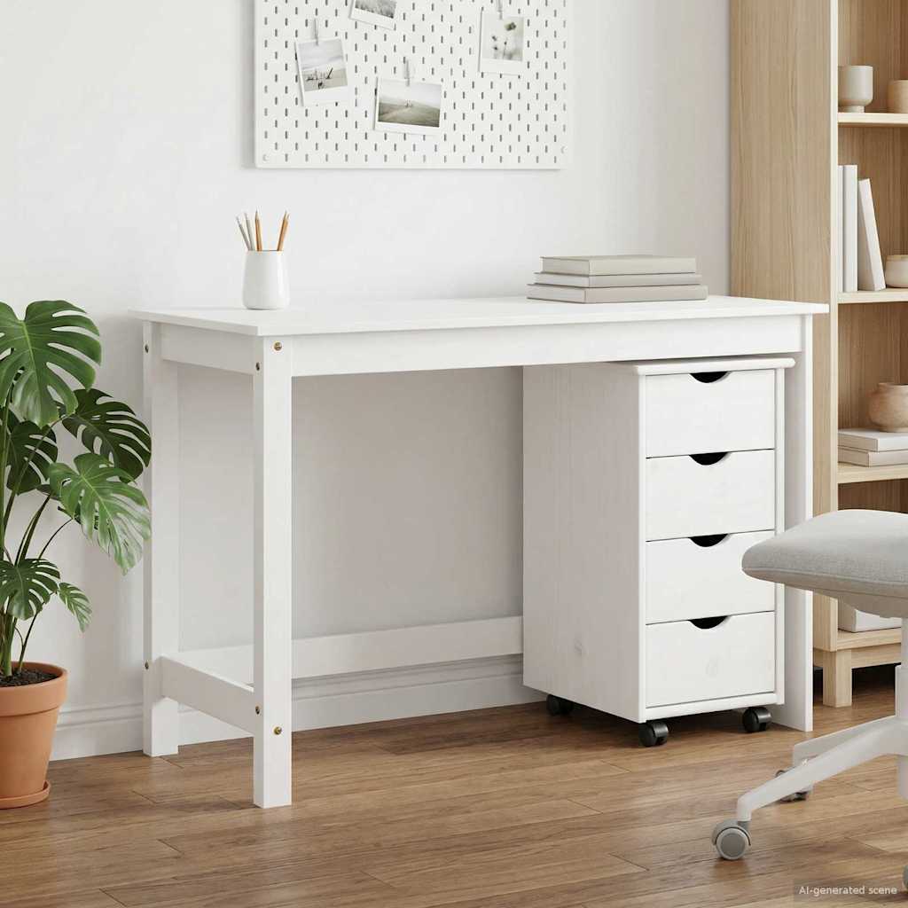 vidaXL Desk Cabinet Set 2 pcs White Solid Pine Wood