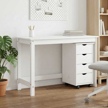vidaXL Desk Cabinet Set 2 pcs White Solid Pine Wood