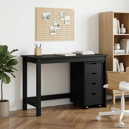 vidaXL Desk Cabinet Set 2 pcs Black Solid Pine Wood
