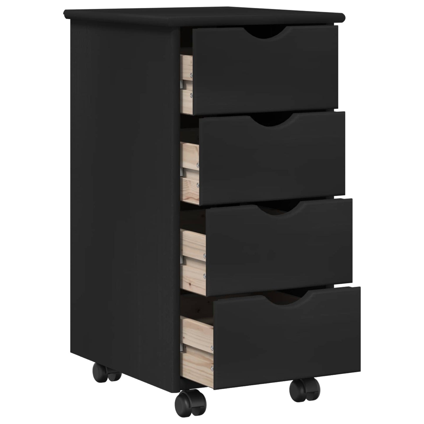vidaXL Desk Cabinet Set 2 pcs Black Solid Pine Wood