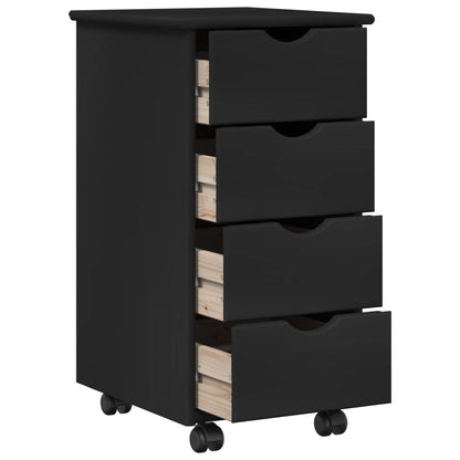 vidaXL Desk Cabinet Set 2 pcs Black Solid Pine Wood