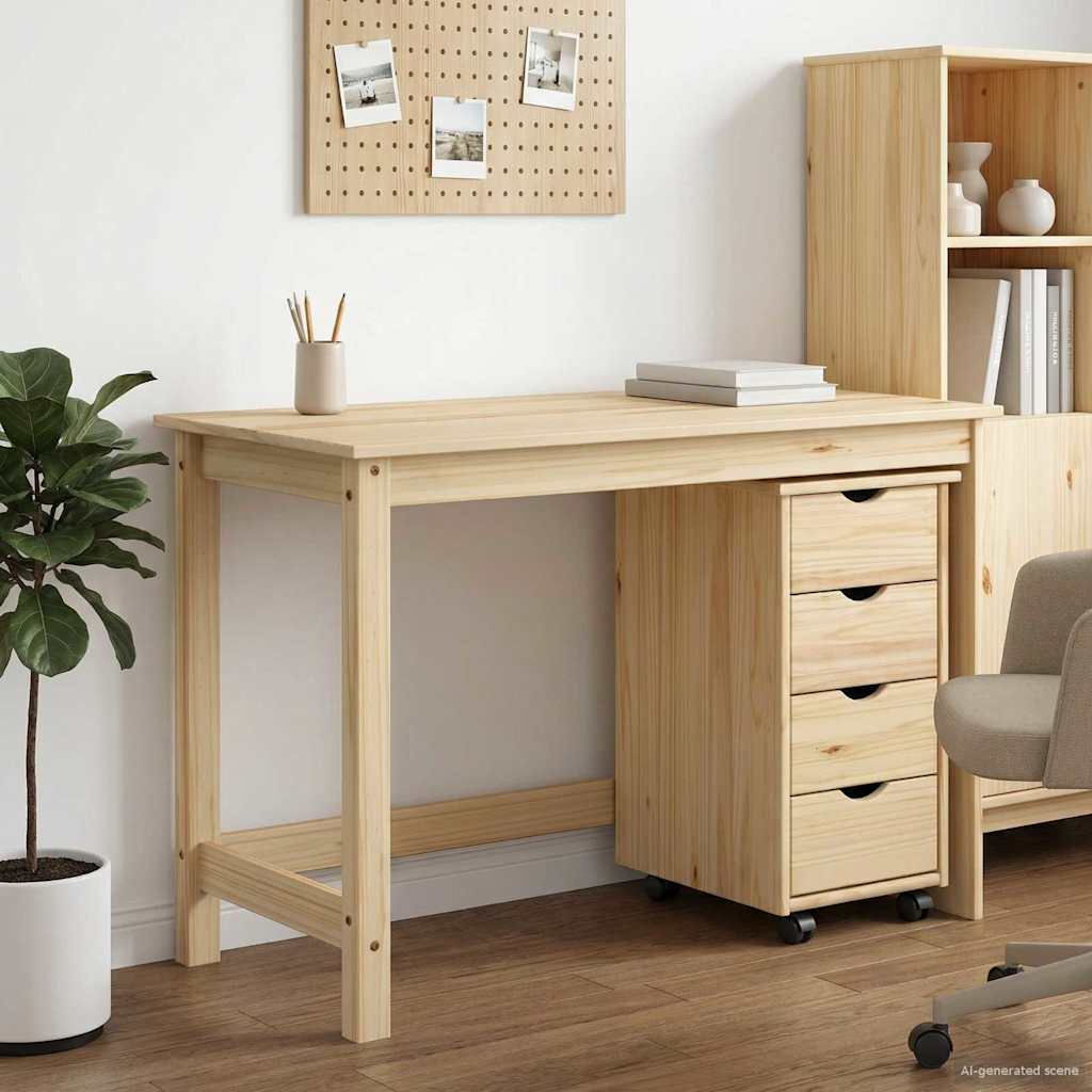 vidaXL Desk Cabinet Set 2 pcs Brown Solid Pine Wood