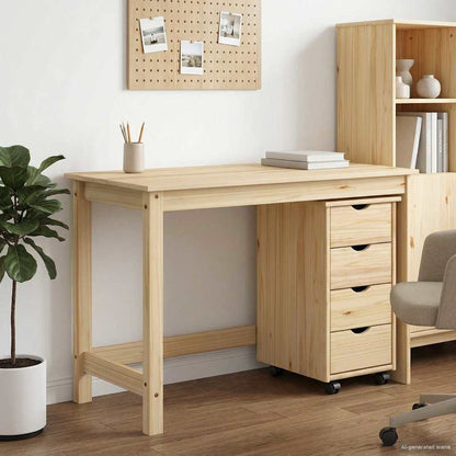 vidaXL Desk Cabinet Set 2 pcs Brown Solid Pine Wood