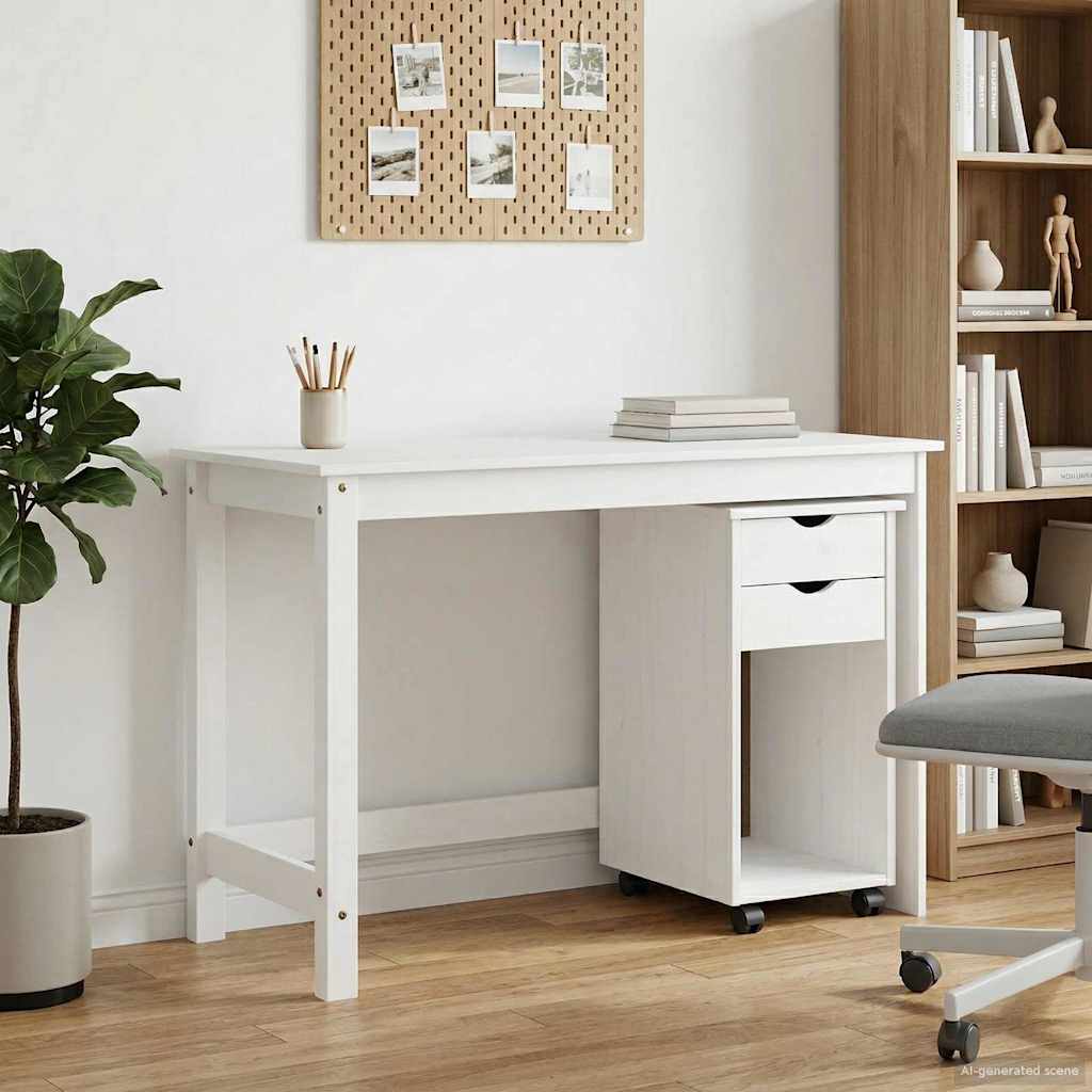 vidaXL Desk Cabinet Set 2 pcs White Solid Pine Wood
