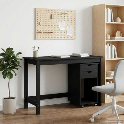 vidaXL Desk Cabinet Set 2 pcs Black Solid Pine Wood
