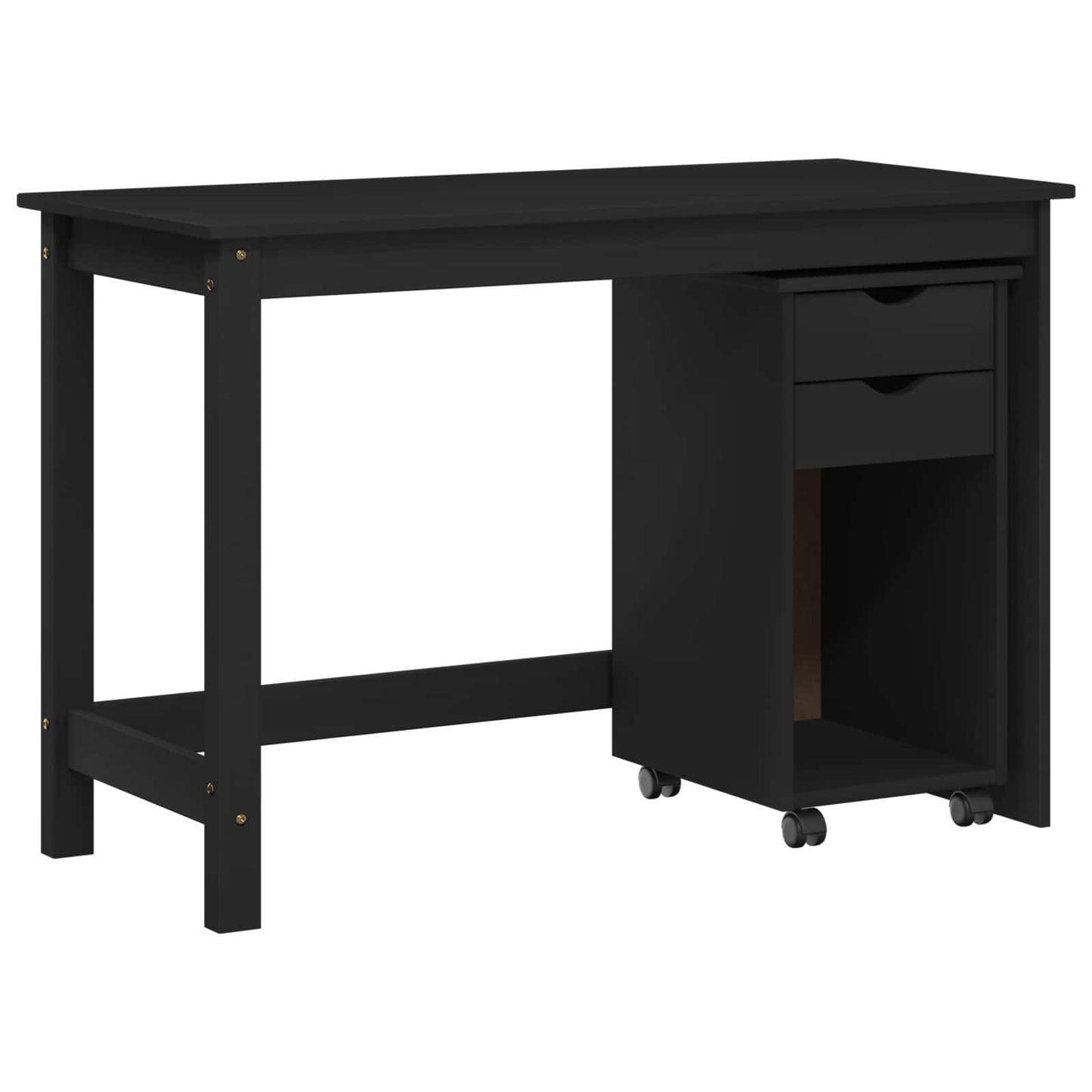 vidaXL Desk Cabinet Set 2 pcs Black Solid Pine Wood