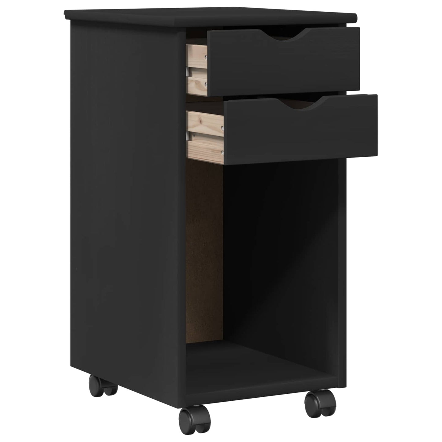 vidaXL Desk Cabinet Set 2 pcs Black Solid Pine Wood