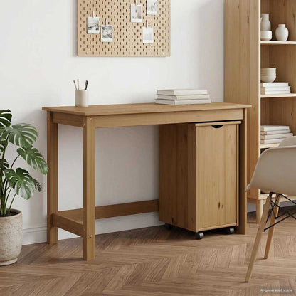 vidaXL Desk Cabinet Set 2 pcs Honey Brown Solid Pine Wood