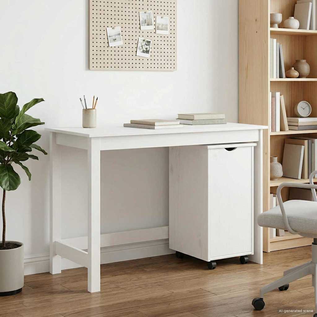 vidaXL Desk Cabinet Set 2 pcs White Solid Pine Wood
