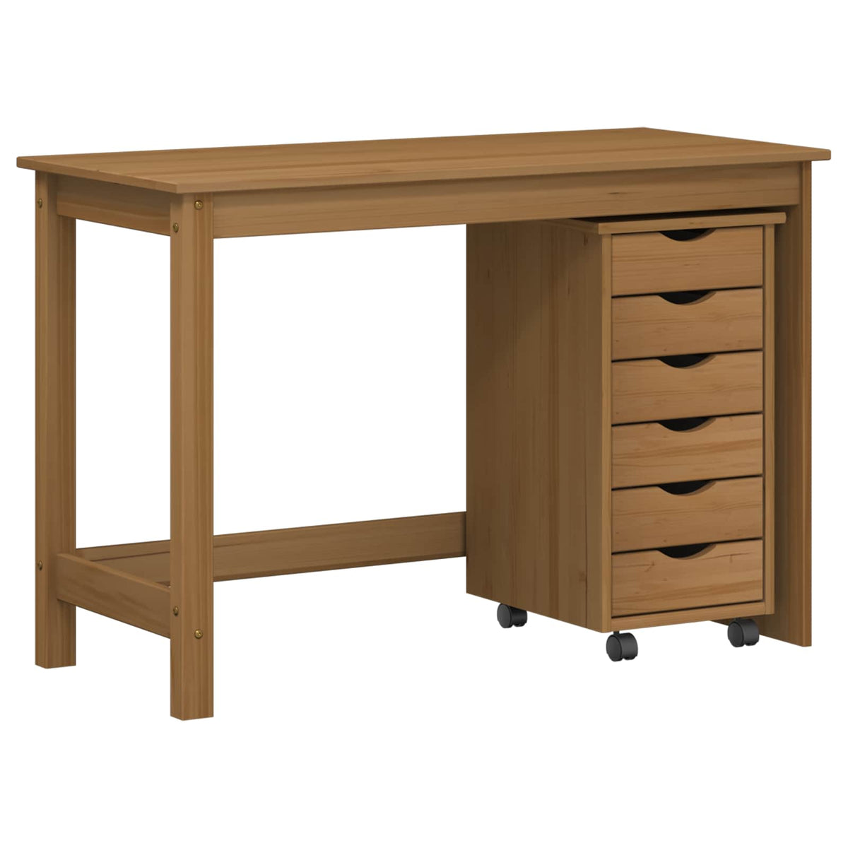 vidaXL Desk and Rolling Cabinet Set MOSS 2 pcs Honey Brown