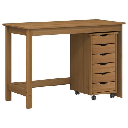 vidaXL Desk and Rolling Cabinet Set MOSS 2 pcs Honey Brown