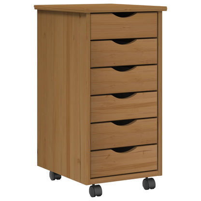 vidaXL Desk and Rolling Cabinet Set MOSS 2 pcs Honey Brown