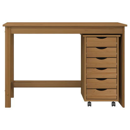 vidaXL Desk and Rolling Cabinet Set MOSS 2 pcs Honey Brown