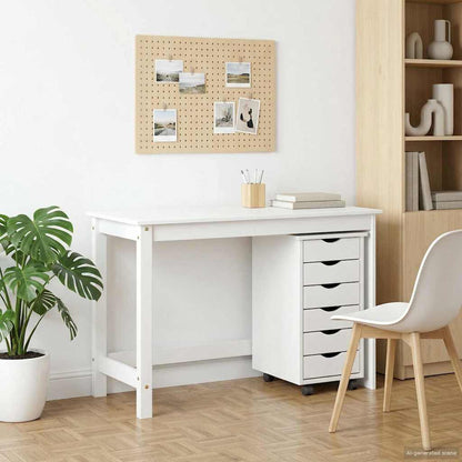 vidaXL Desk and Rolling Cabinet Set MOSS 2 pcs White
