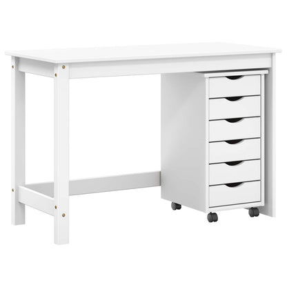 vidaXL Desk and Rolling Cabinet Set MOSS 2 pcs White